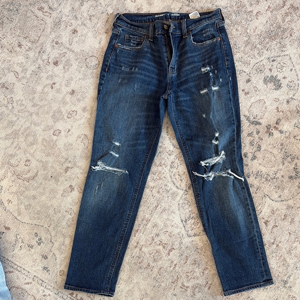 Old Navy Mid-Rise Boyfriend Jeans - Dark Blue